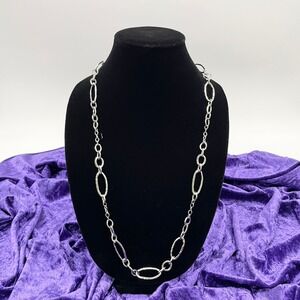 Banana Republic Silver Hammered Link Necklace Chunky Layering Statement Minimal